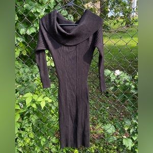 Vintage Charlotte Russe off-the-shoulder bodycon black sweater dress size medium